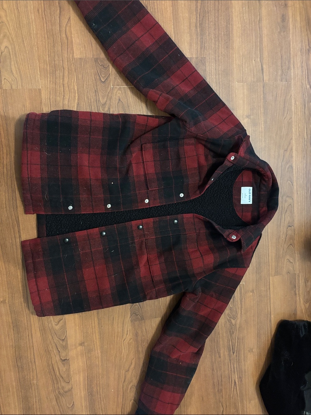 Old Navy Red Plaid Snap-Up Jacket